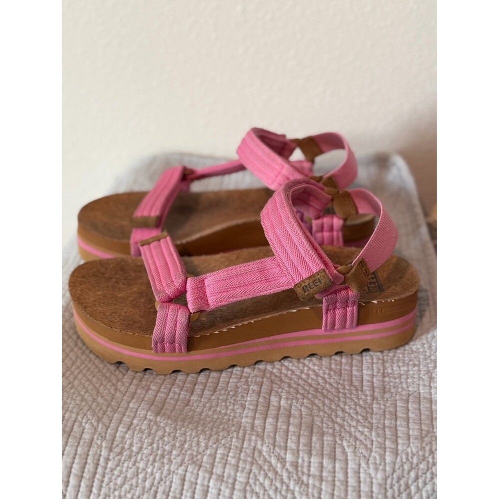 Reef Women’s Cushion Rem Hi Platform Sandals in Pink Cork Size 7